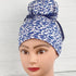 Navy and Pink Leopard Updo Scrub Cap